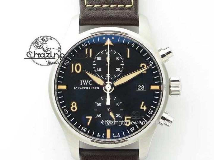 MIROTIME 0320 Pilot Chrono SS IW387808 CF3 ZF 1:1 Best Edition On Brown Leather Strap A Soft 7328